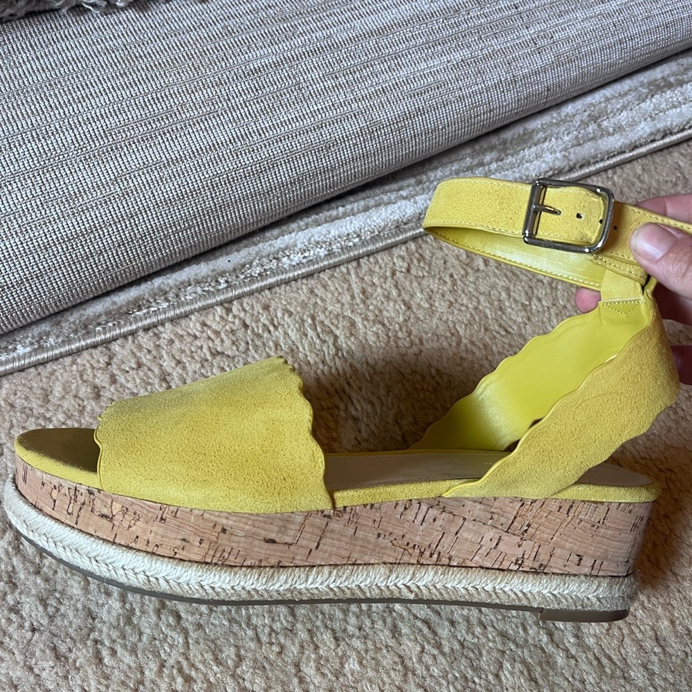 Marc Fisher Yellow Buttercup Suede Faithful Cork Espadrille
